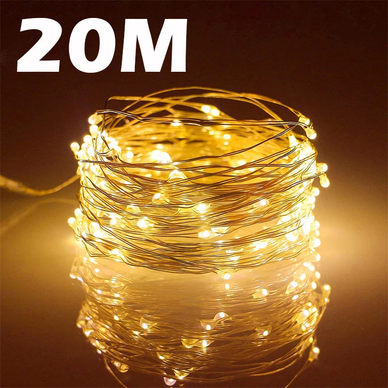 LumiWire™ – 20m USB LED Kupferdraht-Lichterkette für Innen & Außen