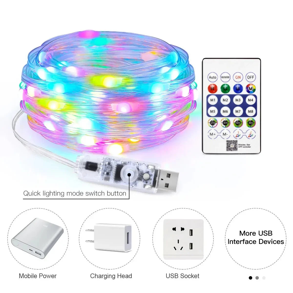 GlowSync – RGBIC LED Lichterkette mit App-Steuerung & Musikmodus