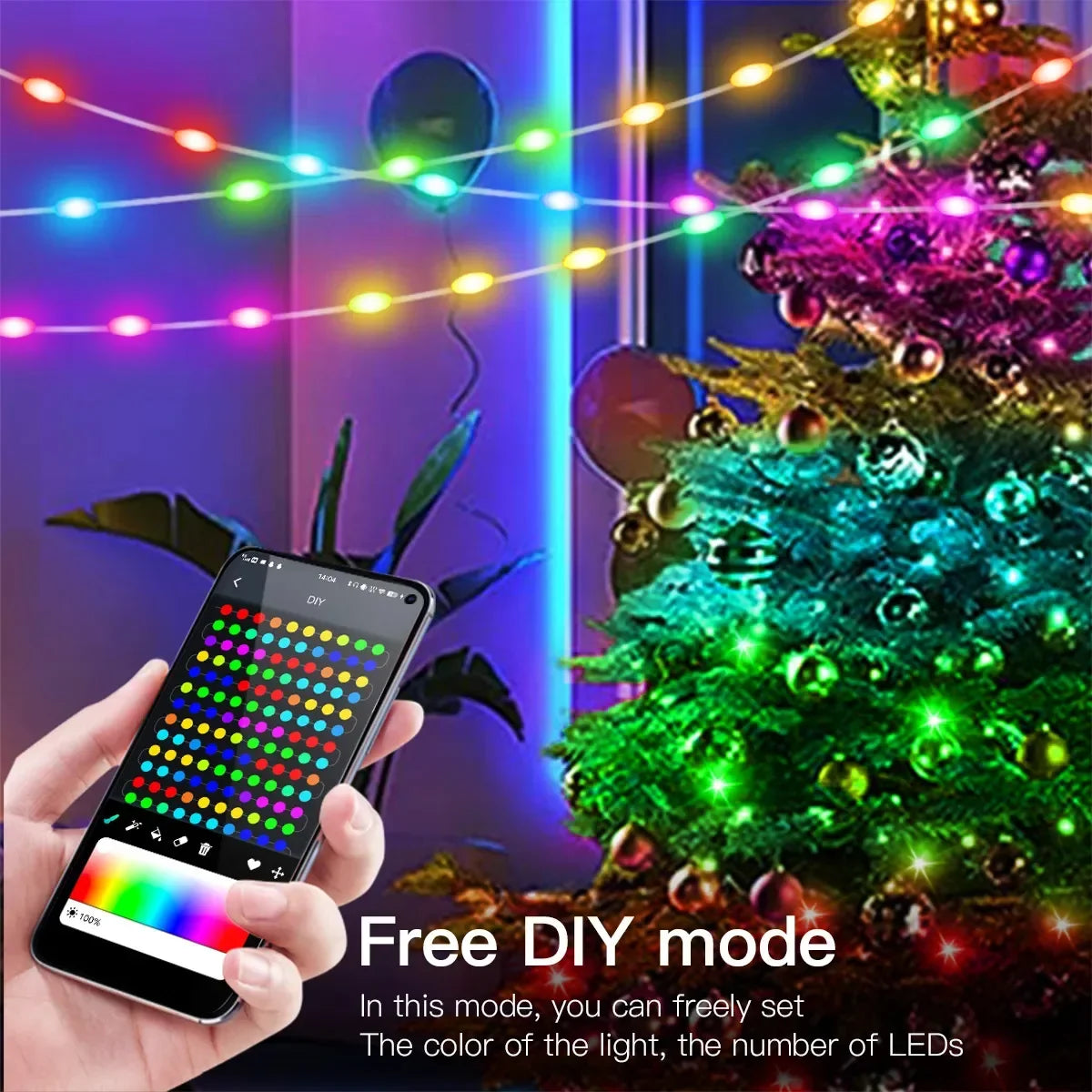 GlowSync – RGBIC LED Lichterkette mit App-Steuerung & Musikmodus