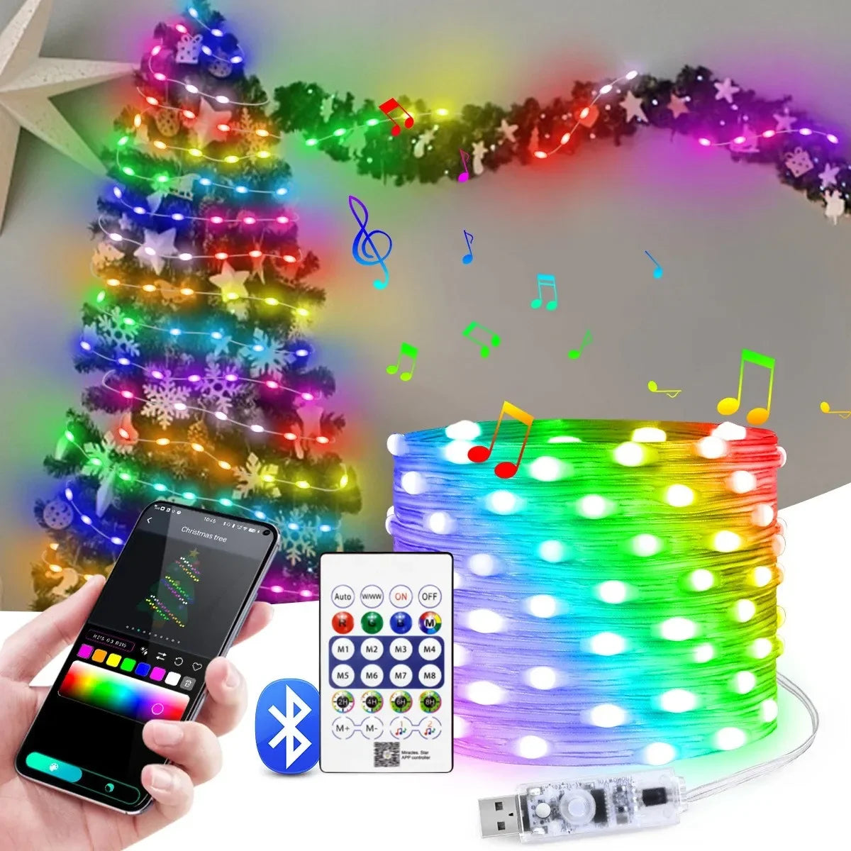 GlowSync – RGBIC LED Lichterkette mit App-Steuerung & Musikmodus