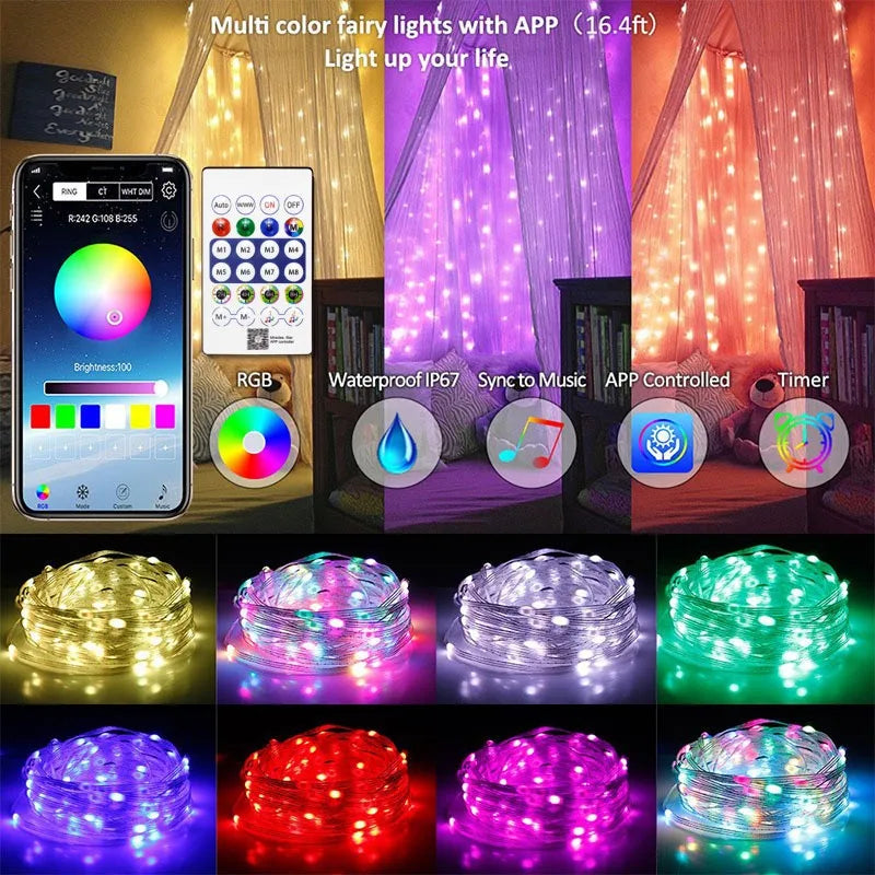GlowSync – RGBIC LED Lichterkette mit App-Steuerung & Musikmodus